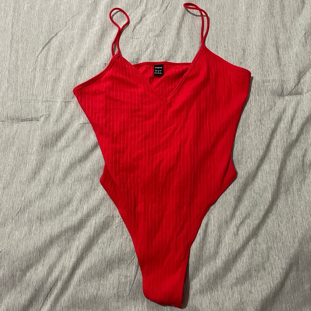 Red tank top bodysuit